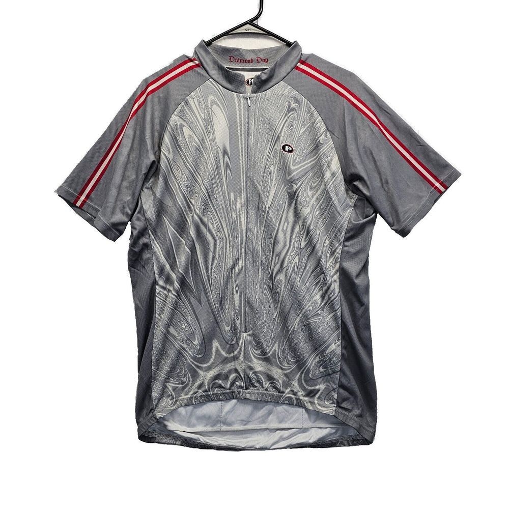 VTG Primal Wear Diamond Dog Cycling Jersey Club Raglan Short Sleeve Gray Mens XL